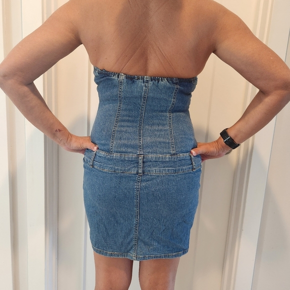 Chic Vintage style Denim Halter Dress - Picture 4 of 5
